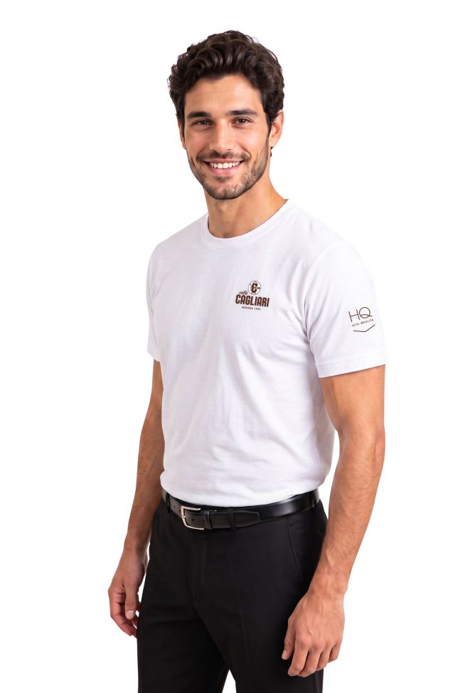    T-shirt uomo bianca Caffè Cagliari-HQ-k3025