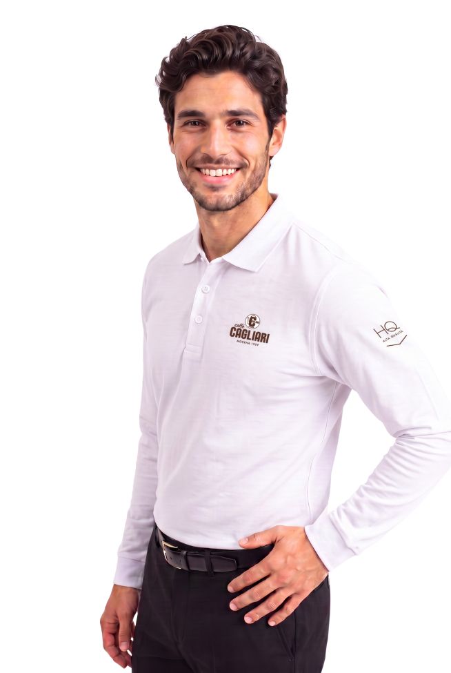    Polo ML uomo bianca  Caffè Cagliari-HQ-K256