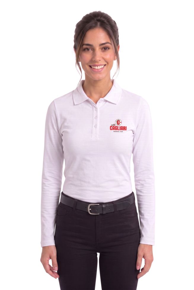    Polo ML donna bianca  Caffè Cagliari-K257