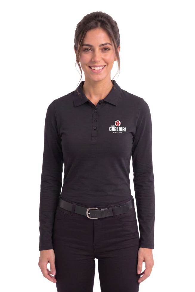    Polo ML donna nera  Caffè Cagliari-K257