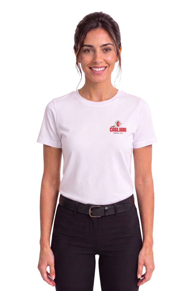    T-shirt donna bianca Caffè Cagliari K3026